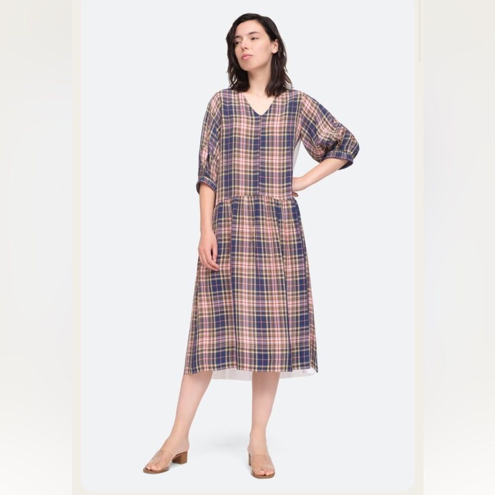 Sea New York Rooney Relaxed Midi Dress Plaid Sz 0